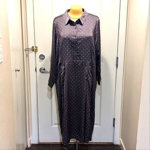 5$ Item! A MTL 1980 (Reitmans) 28 Grey Polkadot Button Front Long Sleeve Dress